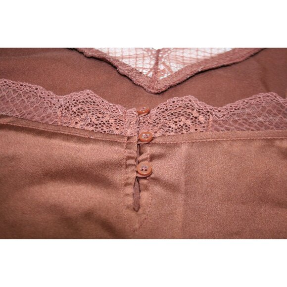 Abercrombie & Fitch Womens Large Brown Lace Trim Satin Camisole Y2K Feminine - Picture 4 of 7